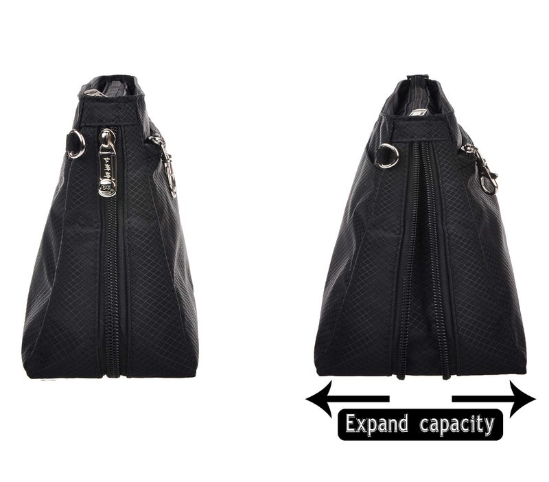 Vercord Expandable Nylon Handbag Purse Organizer Insert Liner Shaper Bag In Bag Black Large - Image 4